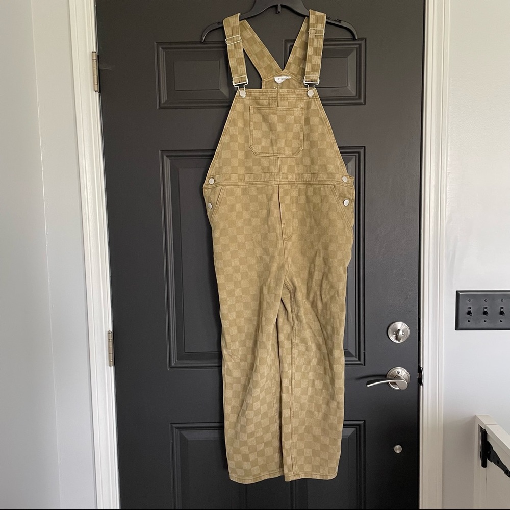 Storia Tan Checkered Jumpsuit